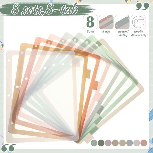 4 Set 8 Tab Binder Dividers for 3 Ring 8.5 x 11 Inch Plastic Binder Dividers with Tabs Multicolor Letter Size Page Dividers 3 Hole Punch Clear File Organizer for School(Morandi Color) in Saudi Arabia