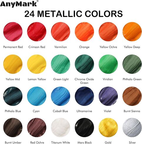 طلاء أكريليك، مجموعة طلاء أكريليك مكونة من 24 لونًا، زجاجتان سعة 2 أونصة سائلة/60 مل، مجموعة فنية غير سامة لمستلزمات الرسم للأطفال والكبار، قماش، صخري، خشب in Kuwait