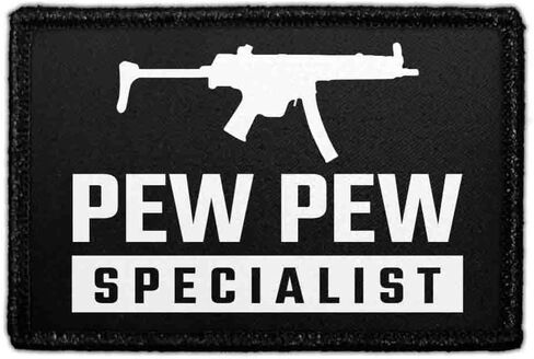 Pew Pew Specialist | Hook and Loop Attach for Hats, Jeans, Vest, Coat | 2x3 in | by Pull Patch in Saudi Arabia