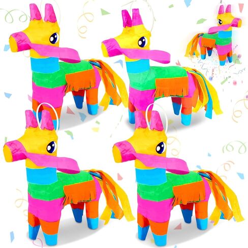 TURNMEON 4 Pack Mini Pinata 5.5"x7.5" Mexican Donkey Pinata Rainbow Color for Mexican Party Decorations Day of The Dead Decorations Día de Muertos Decorations Fun Taco Tuesday Birthday Party Supplies in Saudi Arabia
