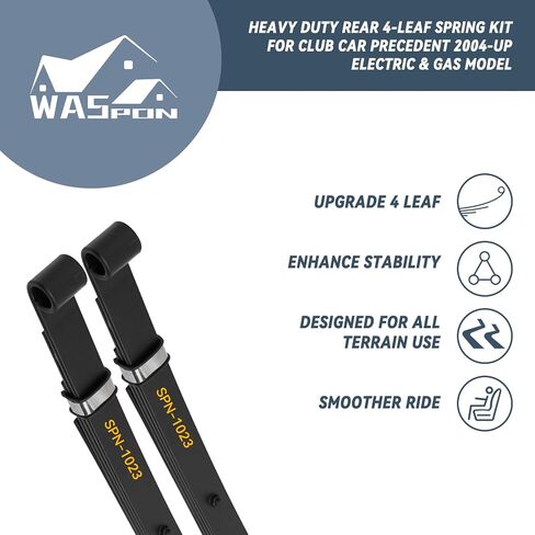 Golf Cart Heavy Duty 4-Leaf 4-Leaf Spring Kit لـ Club Car DS 1981-Up-Up Gas & Electric Models ، مع الأكمام من البطانات ومجموعة UM Bolt ، استبدال OEM 1011149 1012618 1014675 102006501 in Kuwait