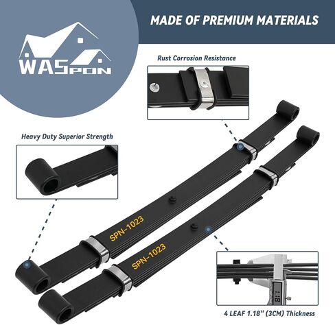 Golf Cart Heavy Duty 4-Leaf 4-Leaf Spring Kit لـ Club Car DS 1981-Up-Up Gas & Electric Models ، مع الأكمام من البطانات ومجموعة UM Bolt ، استبدال OEM 1011149 1012618 1014675 102006501 in Kuwait