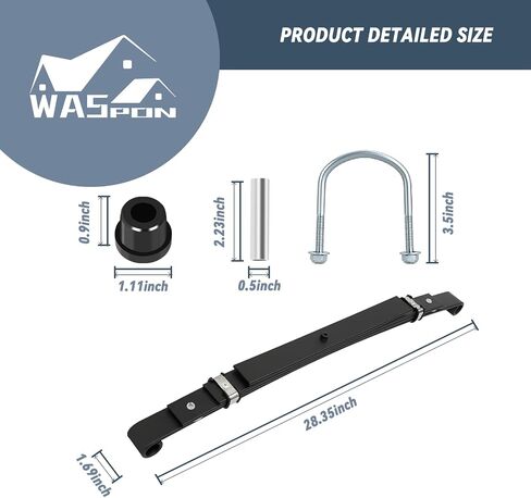 Golf Cart Heavy Duty 4-Leaf 4-Leaf Spring Kit لـ Club Car DS 1981-Up-Up Gas & Electric Models ، مع الأكمام من البطانات ومجموعة UM Bolt ، استبدال OEM 1011149 1012618 1014675 102006501 in Kuwait
