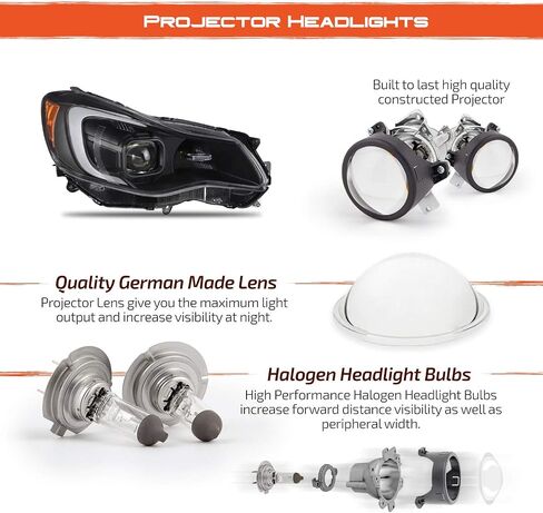 AKKON - For 2012-2016 Subaru Impreza / 2013-2015 XV Crosstrek Halogen Projector Black Headlights -w/Tube Parking Lamp in Saudi Arabia