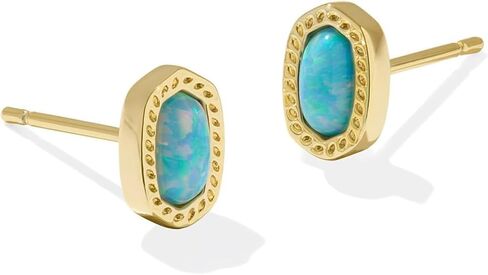 Kendra Scott, Womens, Mini Ellie Stud Earrings, Gold Light Teal Kyocera Opal, One Size in Saudi Arabia