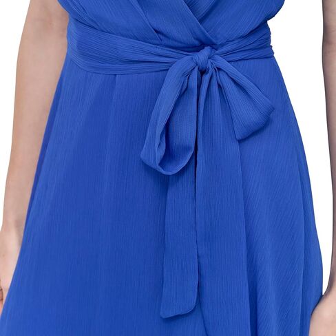 DKNY Women's Flutter Sleeve Surplice Tie Fit & Flare Midi Dress in Kuwait