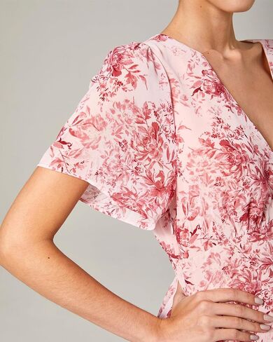 Ador Women's Floral Summer Empire Weist v Neck عرضية شيفون Maxi Long Maxi Dresses Tier Shower Short in Kuwait