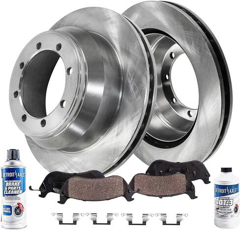 Detroit Axle - Rear Brake Kit for 1999-2004 Ford F-350 Super Duty [DRW] 2000 2001 2002 2003 Disc Brake Rotors Ceramic Brakes Pads Replacement : 12.84" inch Rotor in Saudi Arabia