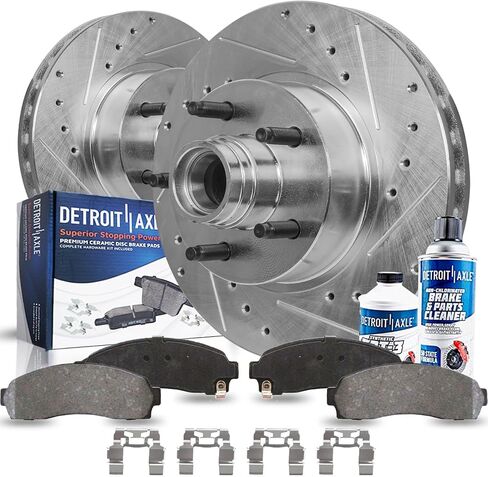 Detroit Axle - Front Brake Kit for Mazda Ford Ranger B2300 B3000 B4000 Drilled & Slotted Disc Brake Rotors Replacement Ceramic Brakes Pads : 11.28" inch Rotor in Saudi Arabia