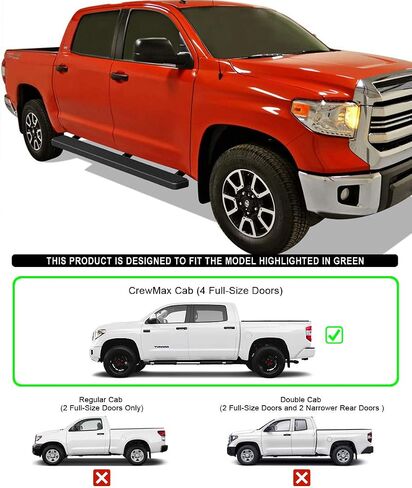 APS Black Stainless Steel Running Boards Style Compatible with Toyota Tundra 2007-2021 CrewMax (Side Steps Side Bars) 6in Wide in Saudi Arabia