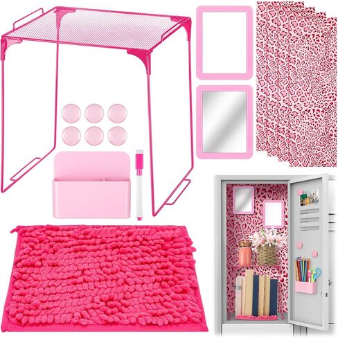 مجموعة ملحقات منظم الخزانة 16 قطعة من Pinkunn، ورق جدران مغناطيسي للسبورة البيضاء، مرآة مغناطيسية، سجادة ممحاة جافة، سجادة تخزين مغناطيسية، رف لتنظيم الأكواب للأشخاص العودة إلى أساسيات المدرسة (أرجواني) in Kuwait