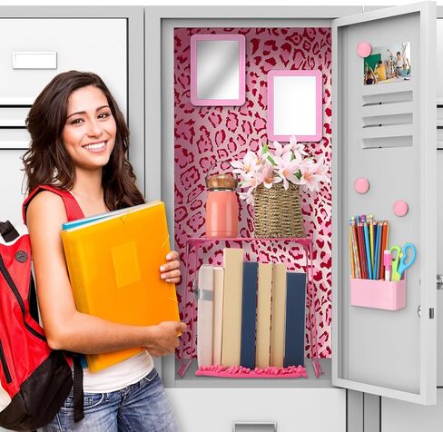 مجموعة ملحقات منظم الخزانة 16 قطعة من Pinkunn، ورق جدران مغناطيسي للسبورة البيضاء، مرآة مغناطيسية، سجادة ممحاة جافة، سجادة تخزين مغناطيسية، رف لتنظيم الأكواب للأشخاص العودة إلى أساسيات المدرسة (أرجواني) in Kuwait