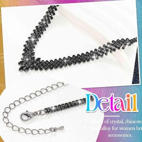 Aukmla Bridal Jewelry Set Silver Rhinestones Bride Wedding Necklace Earring Sets Prom Necklaces for Women in Kuwait