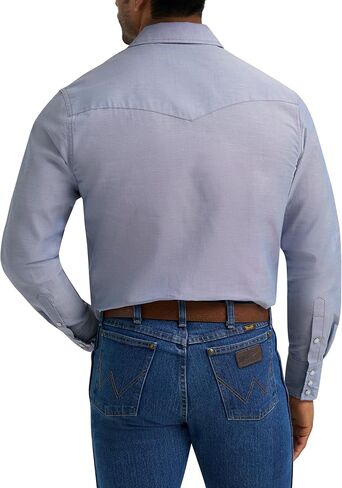 Wrangler Big Men's Cowboy Cut Long Sleeve Western Snap Solid Work Shirt, Light Chambray, Large Tall in Saudi Arabia