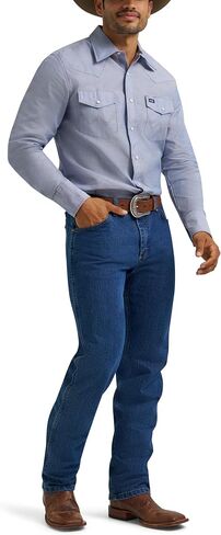 Wrangler Big Men's Cowboy Cut Long Sleeve Western Snap Solid Work Shirt, Light Chambray, Large Tall in Saudi Arabia