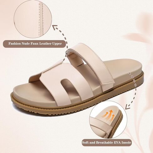 صندل شريحة للسيدات من Zeenxiuya مع الفيلكرو القابل للتعديل ، شرائح الشاطئ الصيفية القابلة للضبط ، زلة وسادة خفيفة الوزن على حلقة صغيرة من الجلد in Kuwait