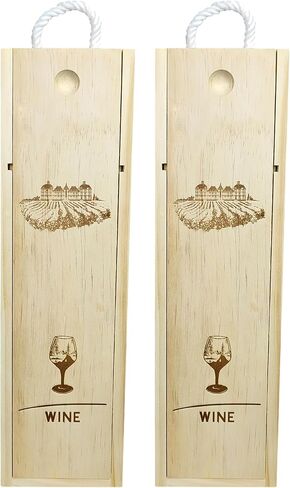 ARTAWEIN Premium DIY Vintage Wooden Box Basket Set: Wood Boxes for Gifts Ideal for 750ml Storage & Shipping with Single Bottle Holder Wine Crate and Wooden Tool Box (Set of 2 with logo) in Saudi Arabia