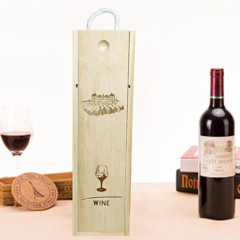 ARTAWEIN Premium DIY Vintage Wooden Box Basket Set: Wood Boxes for Gifts Ideal for 750ml Storage & Shipping with Single Bottle Holder Wine Crate and Wooden Tool Box (Set of 2 with logo) in Saudi Arabia