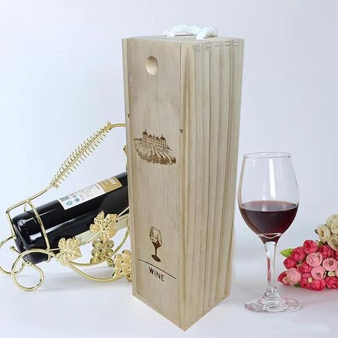 ARTAWEIN Premium DIY Vintage Wooden Box Basket Set: Wood Boxes for Gifts Ideal for 750ml Storage & Shipping with Single Bottle Holder Wine Crate and Wooden Tool Box (Set of 2 with logo) in Saudi Arabia
