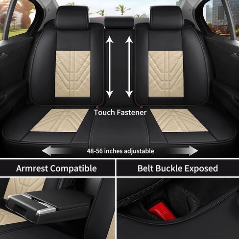 otoez Black Car Seat Covers Full Set, 5 Seats Nappa Leather Seat Cover for Car Seden SUV Truck, Waterproof Automotive Seat Protector Full Coverage Vehicle Front & Rear Seat Cover - Black in Kuwait