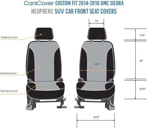 CarsCover Custom Fits 2014-2018 GMC Sierra Neoprene SUV Car Front Seat Covers Gray & Black Sides Driver & Passenger Cover in Saudi Arabia