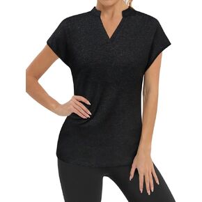 MISS FORTUNE Women's Golf Shirts Workout Tops Polo Short Sleeve V Neck Moisture Wicking Tennis Athletic Clothes in Kuwait