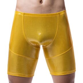 Mens Metallic Shorts Muscle Fitness Workout Sports Bodybuilding Long Boxer Shorts Trunks in Kuwait