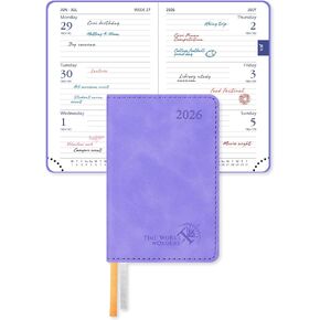 تقويم الجيب POPRUN 2025 [حجم صغير 3 × 4.5 بوصة - غطاء جلد ناعم] 2025 مخطط صغير أسبوعي وشهري للمحفظة - أسود in Kuwait