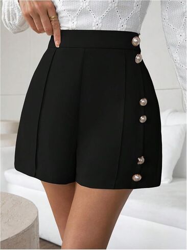 Wdirara Women's Women's High Pherced Button Front Wide Shorts in Saudi Arabia