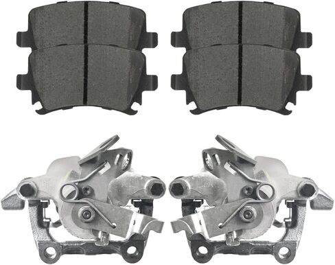 AutoShack Pair of 2 Rear Brake Calipers and Ceramic Pads Set Replacement for 2005-2010 VW Jetta 2006-2009 Rabbit GTI 2010 Golf 2006-2007 Audi A3 Quattro 2008 A3 1.9L 2.0L 2.5L 3.2L AWD FWD BCPKG0942 in Saudi Arabia