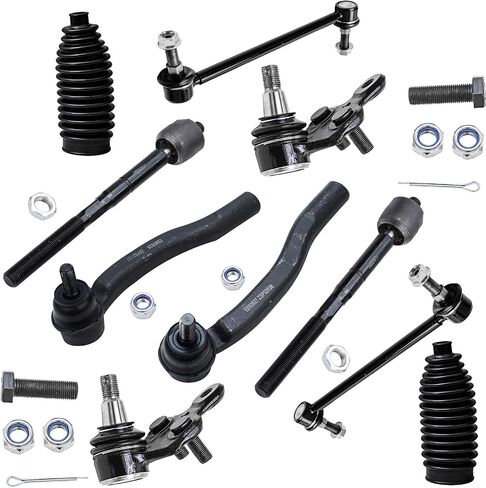 Detroit Axle - Front 10pc Suspension Kit for 04-10 Toyota Sienna, 4 Outer & Inner Tie Rod Ends 2 Sway Bars 2 Ball Joints 2 Boots 2004 2005 2006 2007 2008 2009 2010 Replacement in Saudi Arabia