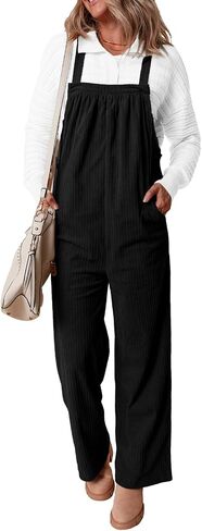Happy Sailed Womens Corduroy Overalls Winter Fall Casual Sleeveless Adjustable Strap Wide Leg Long Pants Rompers in Saudi Arabia