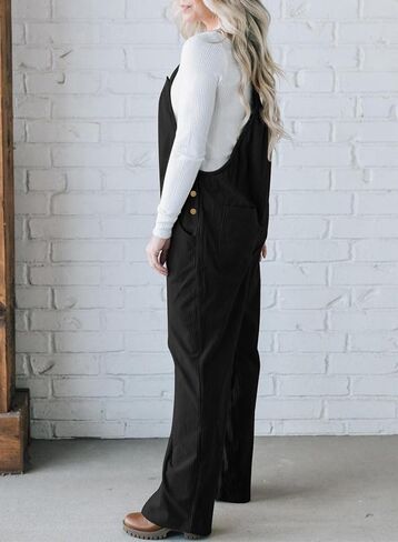 Happy Sailed Womens Corduroy Overalls Winter Fall Casual Sleeveless Adjustable Strap Wide Leg Long Pants Rompers in Saudi Arabia