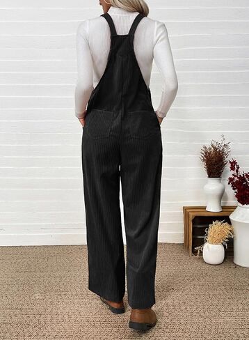 Happy Sailed Womens Corduroy Overalls Winter Fall Casual Sleeveless Adjustable Strap Wide Leg Long Pants Rompers in Saudi Arabia
