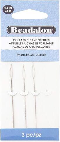 Beadalon Collapsible Eye Beading Needles, Extra Heavy 0.60 mm / .024 inches Diameter, 2.5 inches Length, 4 pc in Saudi Arabia