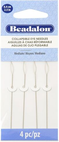 Beadalon Collapsible Eye Beading Needles, Extra Heavy 0.60 mm / .024 inches Diameter, 2.5 inches Length, 4 pc in Saudi Arabia