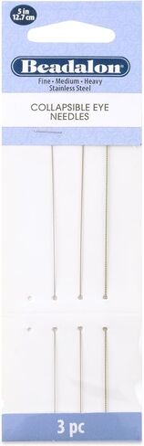 Beadalon Collapsible Eye Beading Needles, Extra Heavy 0.60 mm / .024 inches Diameter, 2.5 inches Length, 4 pc in Saudi Arabia
