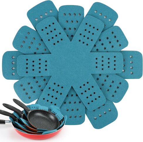 BYKITCHEN Pan Protectors with Stars, Larger & Thicker Pan Separators Protectors, Set of 9 and 3 Different Sizes, Pot Protectors for Stacking and Protecting Your Cookware in Kuwait