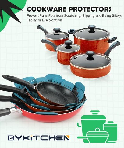 BYKITCHEN Pan Protectors with Stars, Larger & Thicker Pan Separators Protectors, Set of 9 and 3 Different Sizes, Pot Protectors for Stacking and Protecting Your Cookware in Kuwait