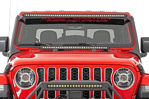 Rough Country 50" Single Row LED Light Bar Upper Windshield Kit for Jeep Wrangler JL (2018-2024)/ Gladiator JT (2020-2024) in Saudi Arabia