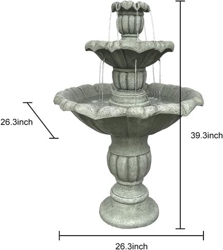 watnature 48"Tall Zen Modern Outdoor Fountain with Pump for Garden, Patio, Backyard,Deck,Lawn, Porch, 3-Tiered Pagoda Garden Fountain Outdoor for Birds Bath（Pump Cord Long 9.83ft） in Saudi Arabia