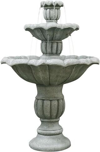 watnature 48"Tall Zen Modern Outdoor Fountain with Pump for Garden, Patio, Backyard,Deck,Lawn, Porch, 3-Tiered Pagoda Garden Fountain Outdoor for Birds Bath（Pump Cord Long 9.83ft） in Saudi Arabia