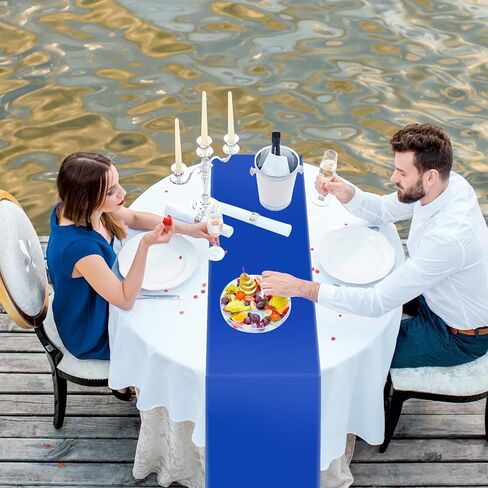 12 Pack Plastic Table Runner 14 X 108inch Red Long Wedding Table Runner Disposable Red Table Runner for Dinner Red Table Decorations for Christmas Wedding Graduation Birthday Party Decor in Kuwait