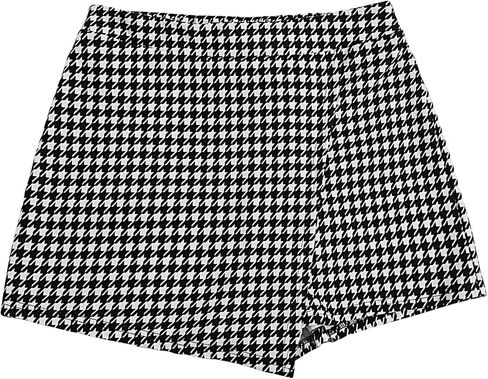 WDIRARA Women's Plus Size Plaid Checkered Skorts Elastic Waist Wrap Asymmetrical Skirt Shorts in Saudi Arabia