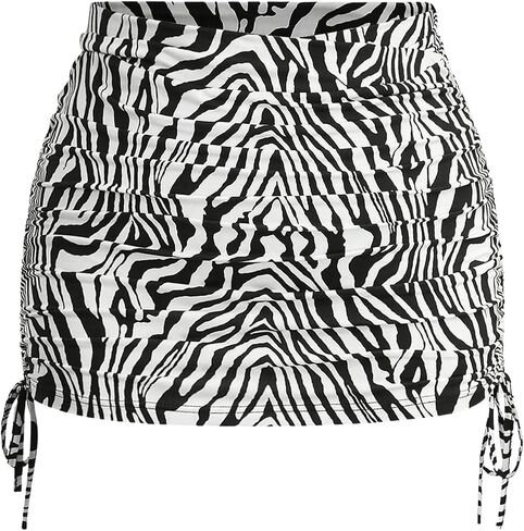 Floerns Women's Plus Size Zebra Print Ruched Chains Side Bodycon Mini Varts in Saudi Arabia