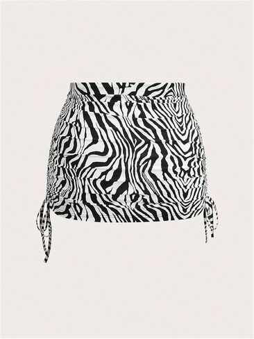 Floerns Women's Plus Size Zebra Print Ruched Chains Side Bodycon Mini Varts in Saudi Arabia