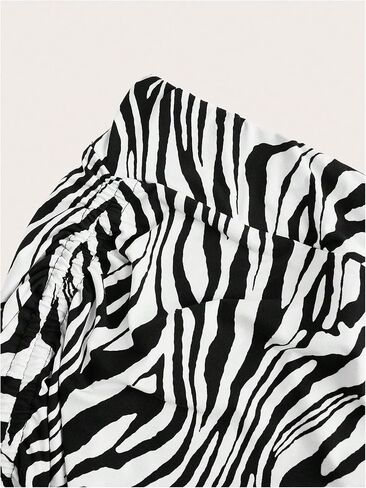 Floerns Women's Plus Size Zebra Print Ruched Chains Side Bodycon Mini Varts in Saudi Arabia