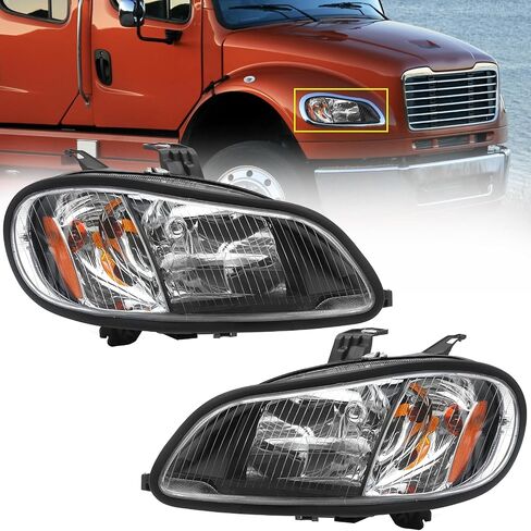 Headlight Assembly Compatible with 2004-2013 Freightliner M2 106 M2 112, Headlamps Head Lights Lamp Assembly (Pair) in Kuwait