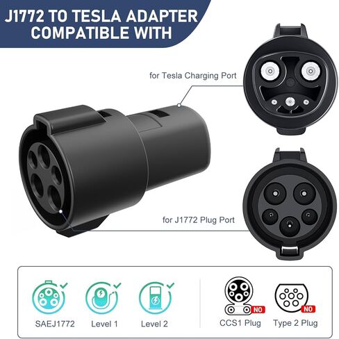 محول شاحن J1772 إلى Tesla، محول شاحن J1772 لطراز Tesla 3/Y/X/S، شحن سريع 80 أمبير 240 فولت تيار متردد (محول شحن SAE J1772 لسيارات Tesla فقط) in Kuwait