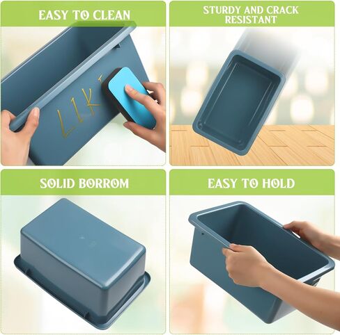 Thyle 12 Pieces 11.6 x 7.7 Inch 6 Colors Plastic Cubby Bins with Labels Classroom Stacking Bins Storage Container Organizer Storage Cubbies for Classroom Office (Rerto Color) in Kuwait